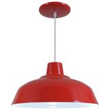 Pendente Retrô 34cm Luminária Lustre Alumínio Vermelho - Rei Da Iluminação