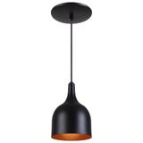 Pendente Gota Teat Luminária Lustre Alumínio Preto Textura C/ Cobre - Rei Da Iluminação