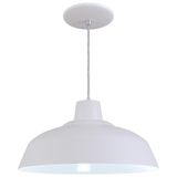 Pendente Retrô 34cm Luminária Lustre Alumínio Branco Textura - Rei Da Iluminação