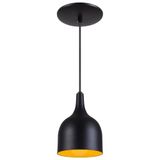 Pendente Gota Teat Luminária Lustre Alumínio Preto Textura C/ Amarelo - Rei Da Iluminação