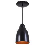 Pendente Bala Luminária Lustre Alumínio Preto Fosco C/ Cobre - Rei Da Iluminação