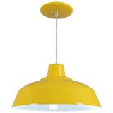 Pendente Retrô 34cm Luminária Lustre Alumínio Amarelo - Rei Da Iluminação