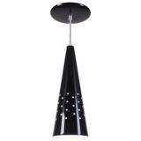 Pendente Cone Furado Luminária Lustre Alumínio Preto Brilhante - Rei Da Iluminação