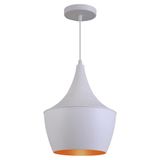 Pendente Luminária Tom Dixon Balão New York Branco Textura C/ Cobre - Rei da Iluminação