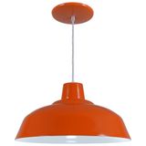 Pendente Retrô 34cm Luminária Lustre Alumínio Laranja - Rei Da Iluminação