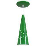 Pendente Cone Furado Luminária Lustre Alumínio Verde - Rei Da Iluminação