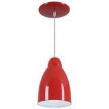 Pendente Bala Luminária Lustre Alumínio Vermelho - Rei Da Iluminação