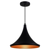 Pendente Luminária Tom Dixon Chapéu Miami Preto Textura C/ Cobre - Rei da Iluminação