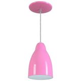 Pendente Bala Luminária Lustre Alumínio Rosa - Rei Da Iluminação