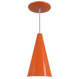 Pendente Cone Luminária Lustre Alumínio Laranja - Rei Da Iluminação