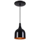 Pendente Gota Teat Luminária Lustre Alumínio Preto Fosco C/ Cobre - Rei Da Iluminação