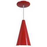 Pendente Cone Luminária Lustre Alumínio Vermelho - Rei Da Iluminação