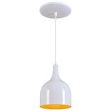 Pendente Gota Teat Luminária Lustre Alumínio Branco Brilhante C/ Amarelo - Rei Da Iluminação