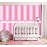 Papel de Parede Infantil Listra Rosa 3m x 60cm