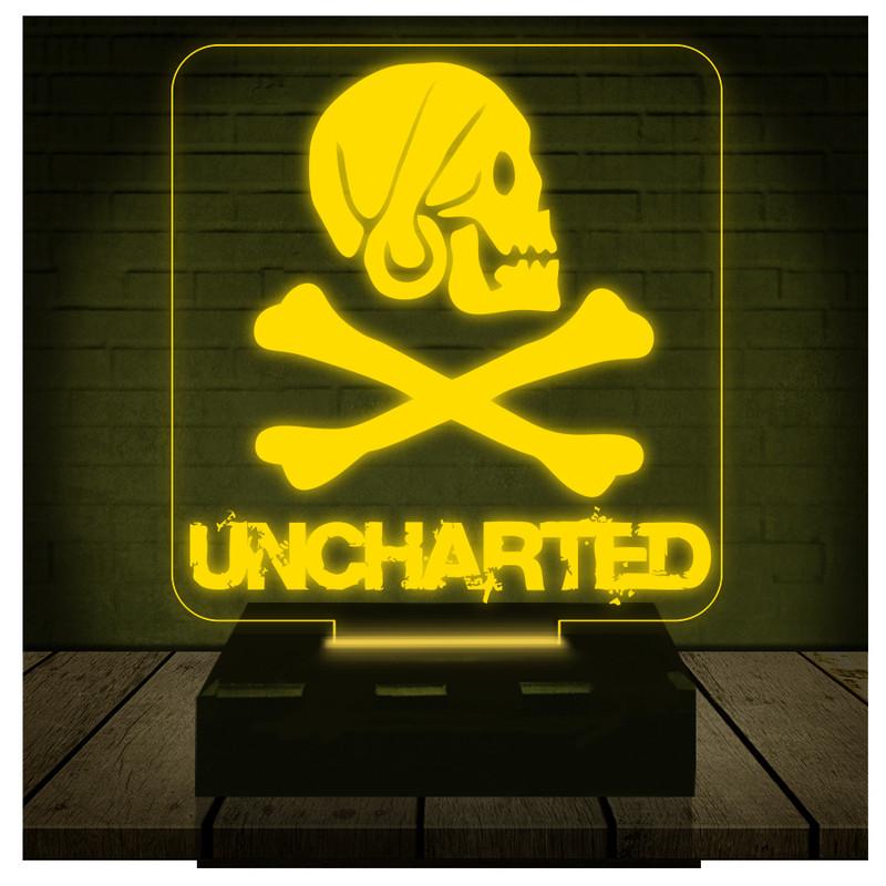 Luminária Led 3d Uncharted 4 Abajur - Amarelo