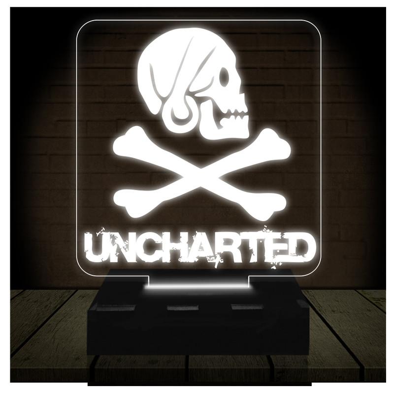 Luminária Led 3d Uncharted 4 Abajur - Branco