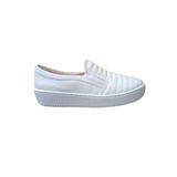Tênis Feminino Casual Slip On Branco Flatform Matelassê