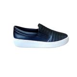 Tênis Feminino Casual Slip On Preto Flatform Matelassê