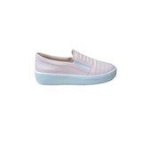 Tênis Feminino Casual Slip On Rosa Claro Flatform Matelassê