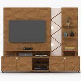 Estante Home Theater Para TV até 55 Pol. Cross Amêndoa/Off White - Lukaliam Móveis