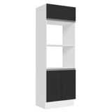 Torre Quente 100% Mdf 70 Cm Para 2 Fornos Branco/preto Acordes Madesa