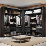 Closet Casal Premium 8 Gavetas Amoudi Móveis Preto