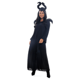 Fantasia Rainha Do Mal Malévola Vestido Adulto Com Tiara - Halloween G