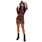 Fantasia Freddy Krueger Feminina Vestido Adulto Com Chapéu - Halloween Pp