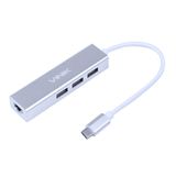 Hub Usb Tipo C / Type C Para 3 Usb 3.0 + Rj45 1000 Mbps Gigabit - Hc-4rj