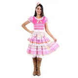 Fantasia Vestido Junina Flores Adulto C/ Tiara - Festa Junina Pp