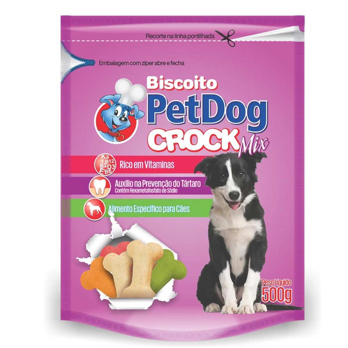 Biscoito Pet Dog Crock Mix Para Cães  500 g