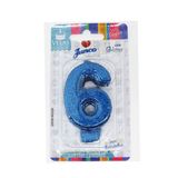 Vela de Aniversário Live Colors com Glitter Junco N.6 Azul Unidade