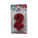 Vela de Aniversário Live Colors com Glitter Junco N.2 Vermelha Unidade