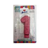 Vela de Aniversário Live Colors com Glitter Junco N.1 Vermelha Unidade