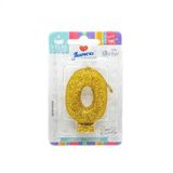 Vela de Aniversário Live Colors com Glitter Junco N.0 Ouro Unidade