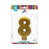 Vela de Aniversário Live Colors com Glitter Junco N.8 Ouro Unidade