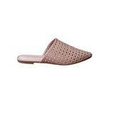 Sapato Mule Flat Feminino Recorte Laser Bico Fino Nude Bege