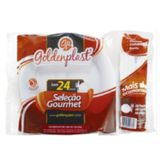 Kit Para Churrasco Prato Garfo E Faca 24 Unidades Goldenplast Branca