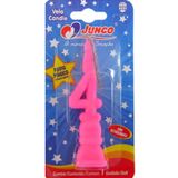 Vela De Aniversário  Número 4 Rosa Junco