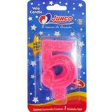 Vela De Aniversário Big Número 5 Rosa Junco