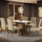 Conjunto Sala De Jantar Mesa Tampo De Vidro 6 Cadeiras Rustic/branco/imperial Stéfani Madesa