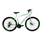 Bicicleta Aro 29 Shimano Freio a Disco 21M. Velox Branca/Verde - Ello Bike