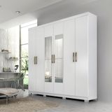 Guarda Roupa Casal Em Mdf 6 Portas 3 Gavetas Kit 4 Espelhos E 8 Pés Clara Panan Móveis Branco