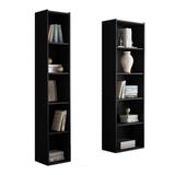 Kit 2 Estantes Livreiro Janaina E Luiza Preto Reajl Moveis