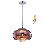 Luminaria Pendente Cristal Vidro Cobre 22cm com Lampada Led