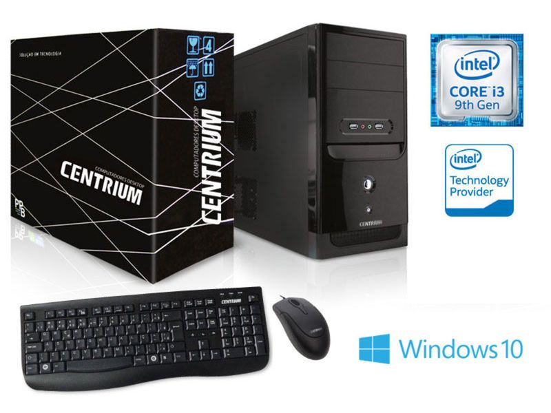 Desktop Centrium Fasttop I3-9100f 3.60ghz 4gb 120gb Intel Gma X4500 Windows 10 Pro Sem Monitor