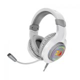 Headset Gamer Redragon Hylas Lunar White Drivers 50mm Controle De Volume Rgb Branco Usb + P2 Com Microfone - H260-w