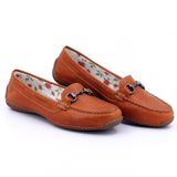 Mocassim  Feminino Couro Casual Fivela Conforto Leve Macio Marrom 38