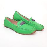 Mocassim  Feminino Trançado Couro Casual Conforto Dia A Dia Verde 34