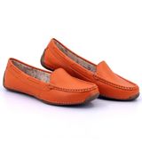 Mocassim Feminino Couro Casual Liso Conforto Dia A Dia Leve Laranja 37